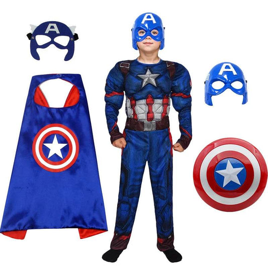 Premium Captain America Muscle Jumpsuit Cosplay Youth - ToylandEU