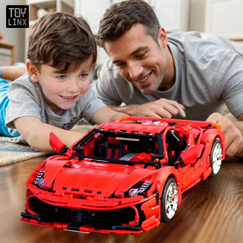 Premium Car Model Building Blocks Technical Red GT For Kids - ToylandEU