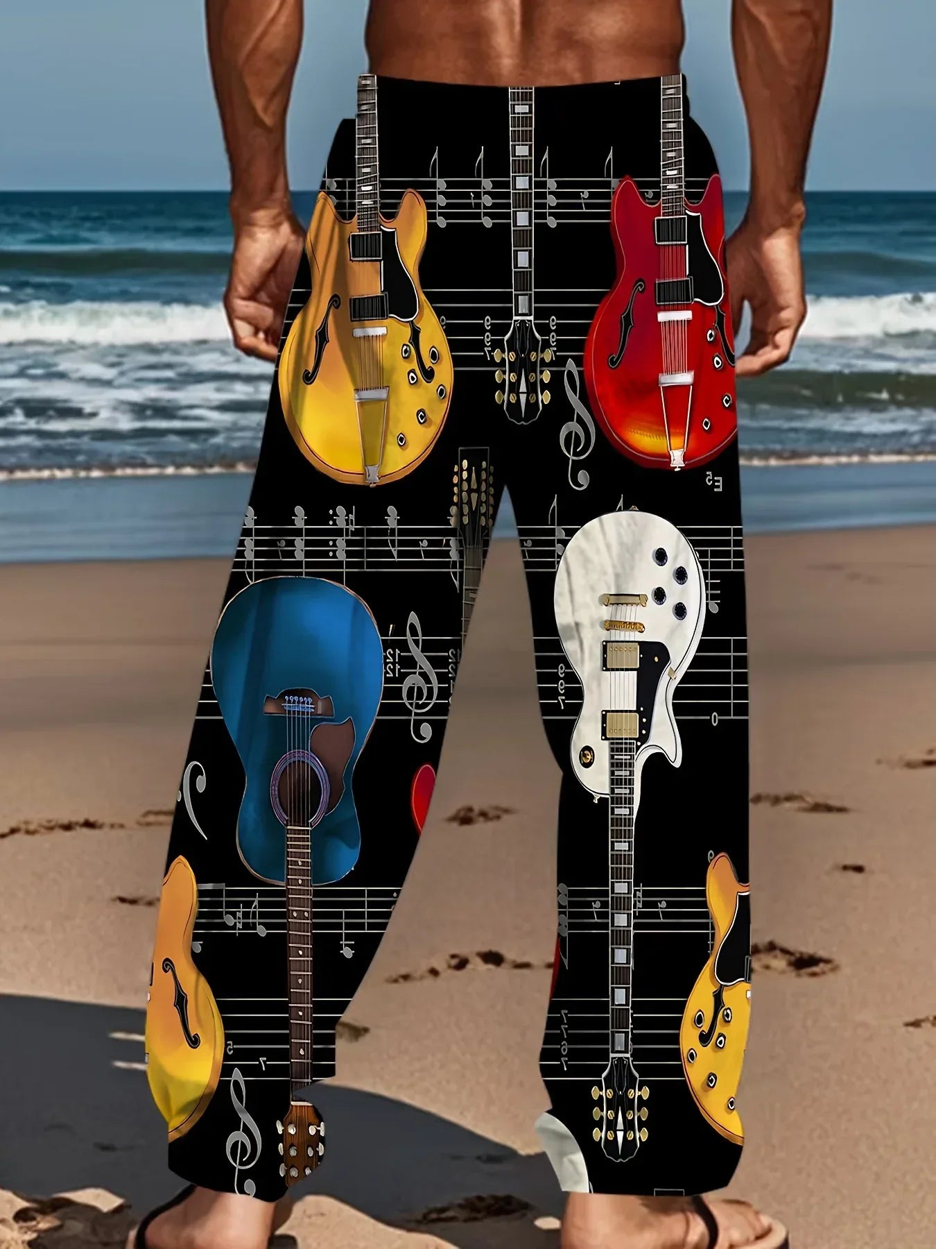 Premium Cartoon Guitar Print Pajama Pants For Teens And Adults - ToylandEU