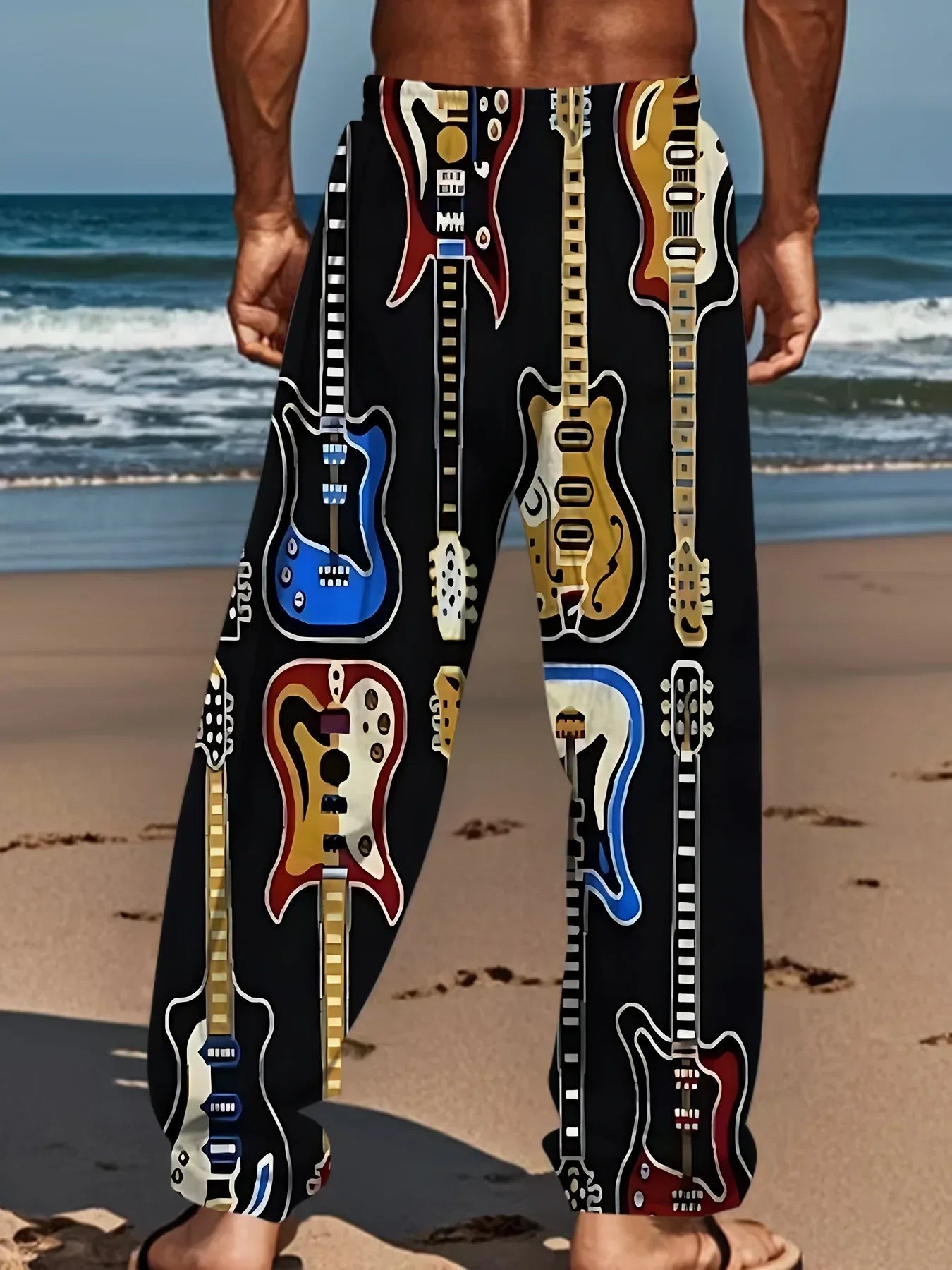 Premium Cartoon Guitar Print Pajama Pants For Teens And Adults - ToylandEU