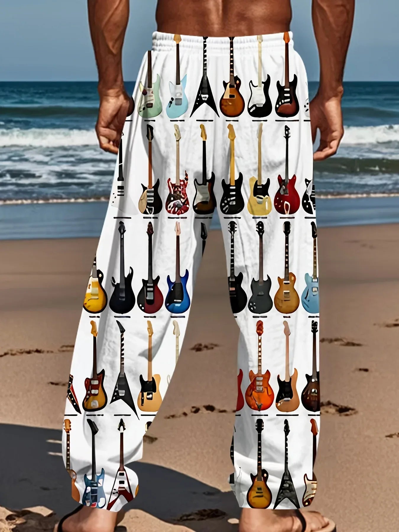 Premium Cartoon Guitar Print Pajama Pants For Teens And Adults - ToylandEU