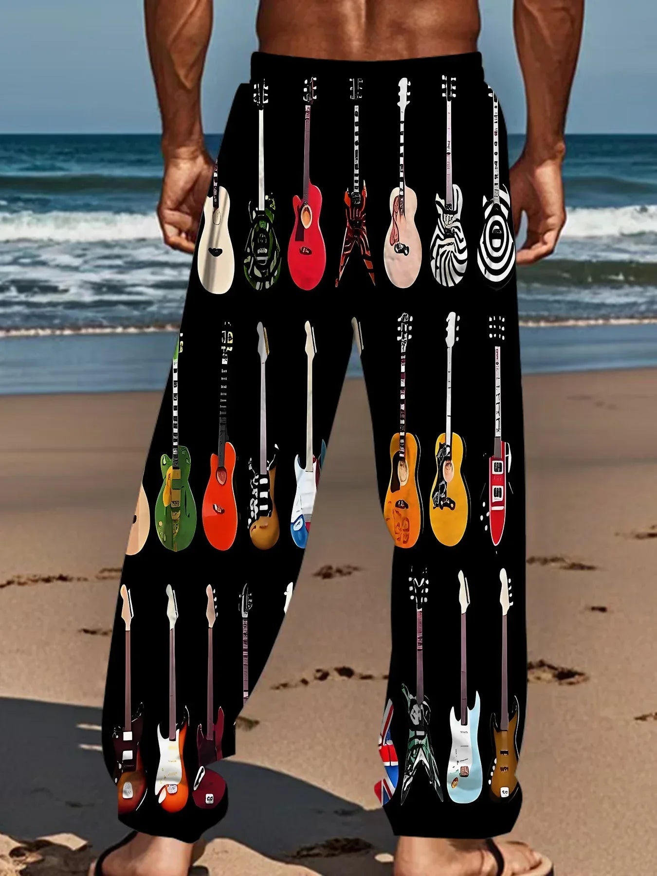 Premium Cartoon Guitar Print Pajama Pants For Teens And Adults - ToylandEU