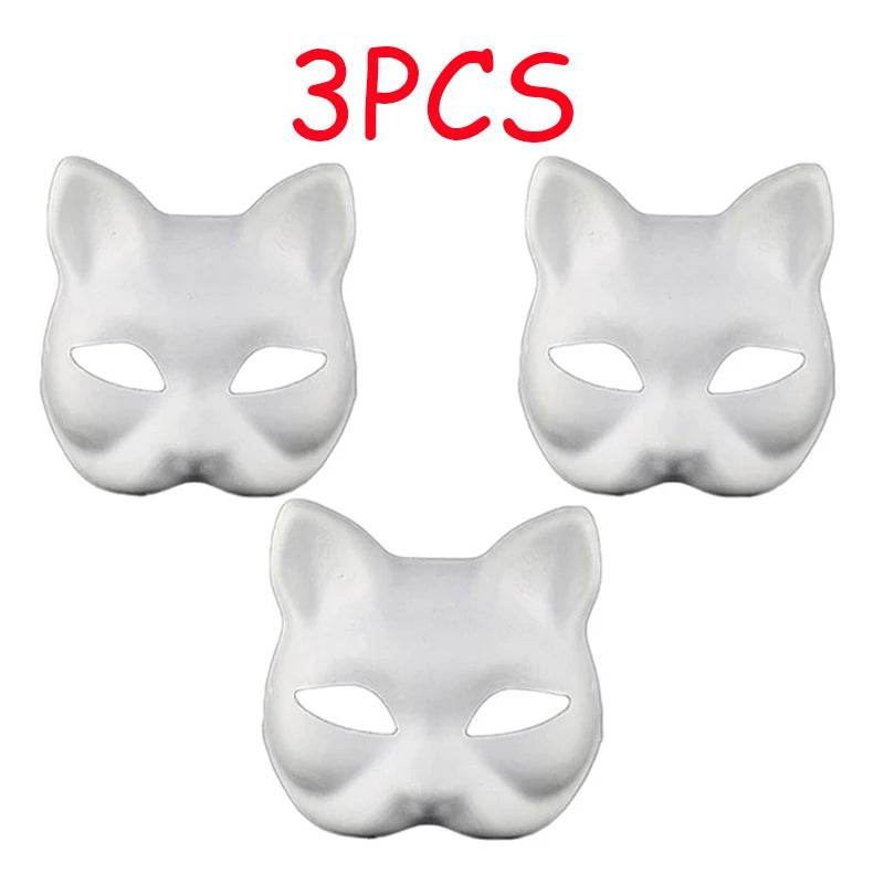 Premium Cat Mask Blank White For Adult Cosplay Party - ToylandEU
