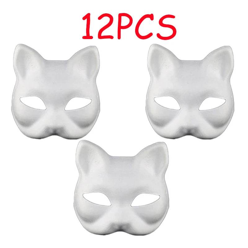 Premium Cat Mask Blank White For Adult Cosplay Party - ToylandEU