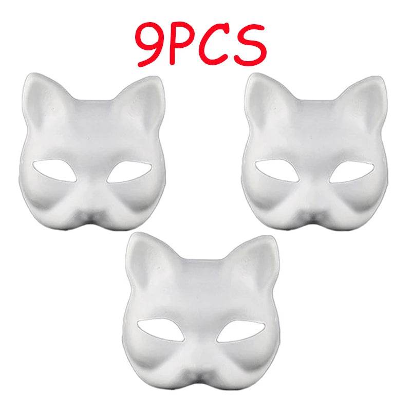 Premium Cat Mask Blank White For Adult Cosplay Party - ToylandEU