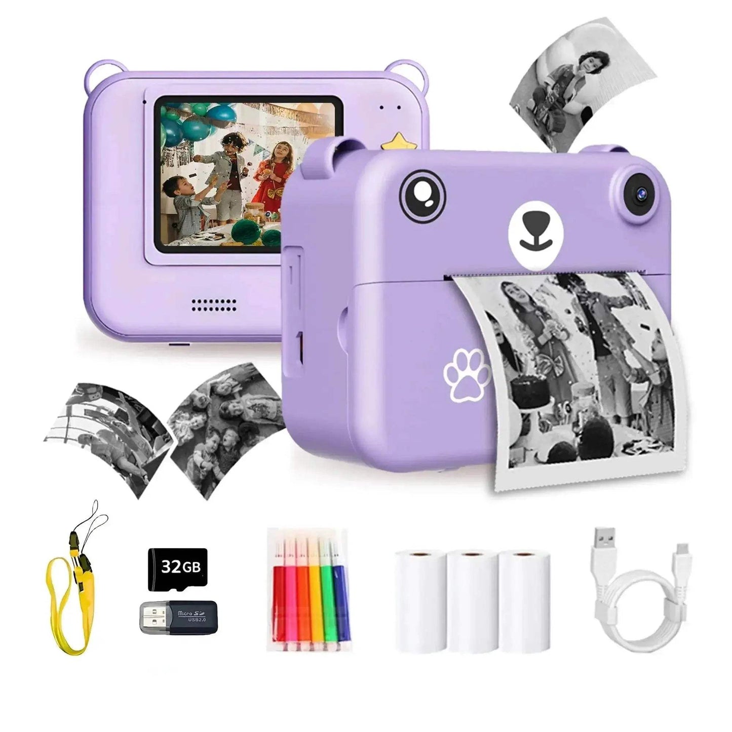 Premium Children's Instant Print Camera with 32G Memory Card and Accessories for Kids Gift - ToylandEU