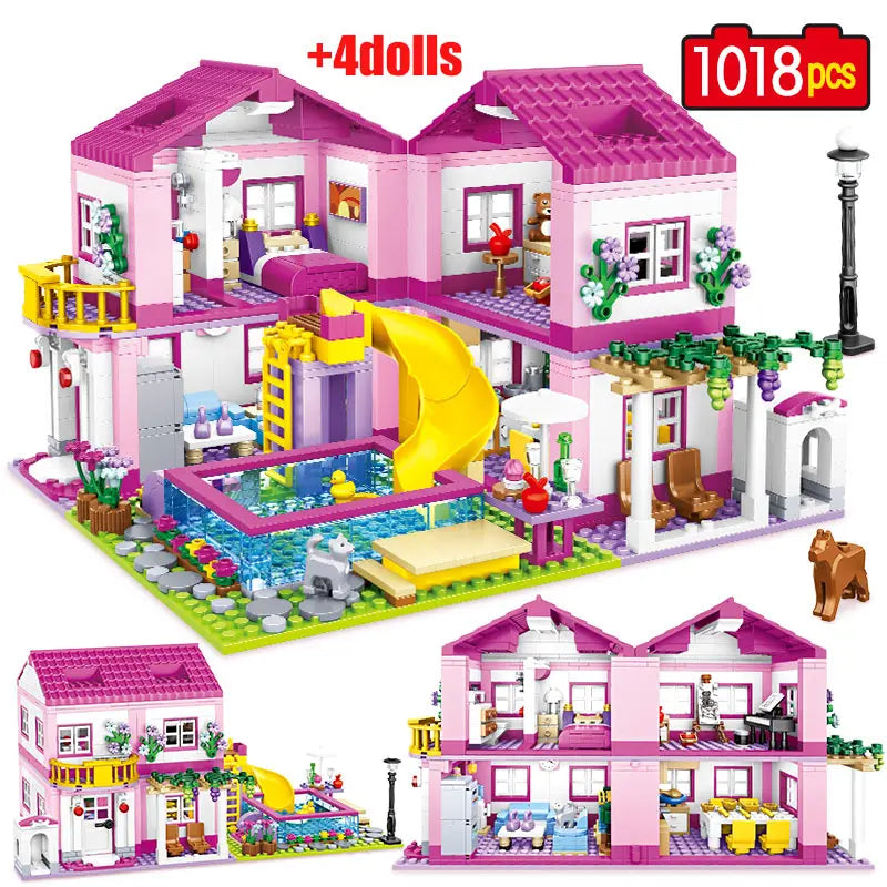 Premium City Building Blocks Set With 1018 Pieces Double Storey Villa And Garden Figures For Kids - ToylandEU