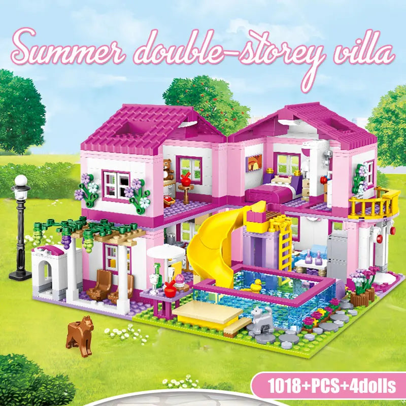 Premium City Building Blocks Set With 1018 Pieces Double Storey Villa And Garden Figures For Kids - ToylandEU