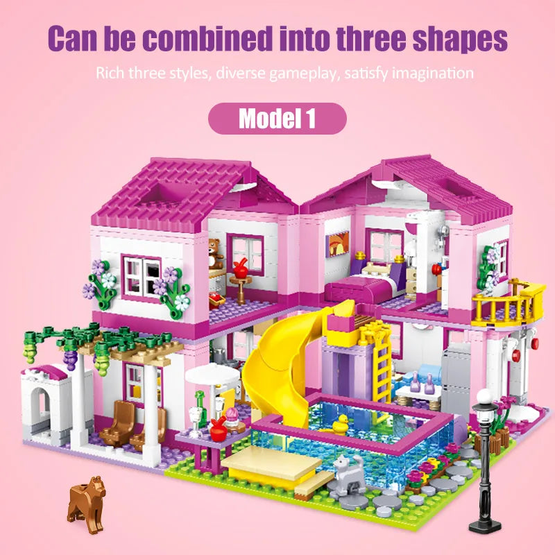 Premium City Building Blocks Set With 1018 Pieces Double Storey Villa And Garden Figures For Kids - ToylandEU