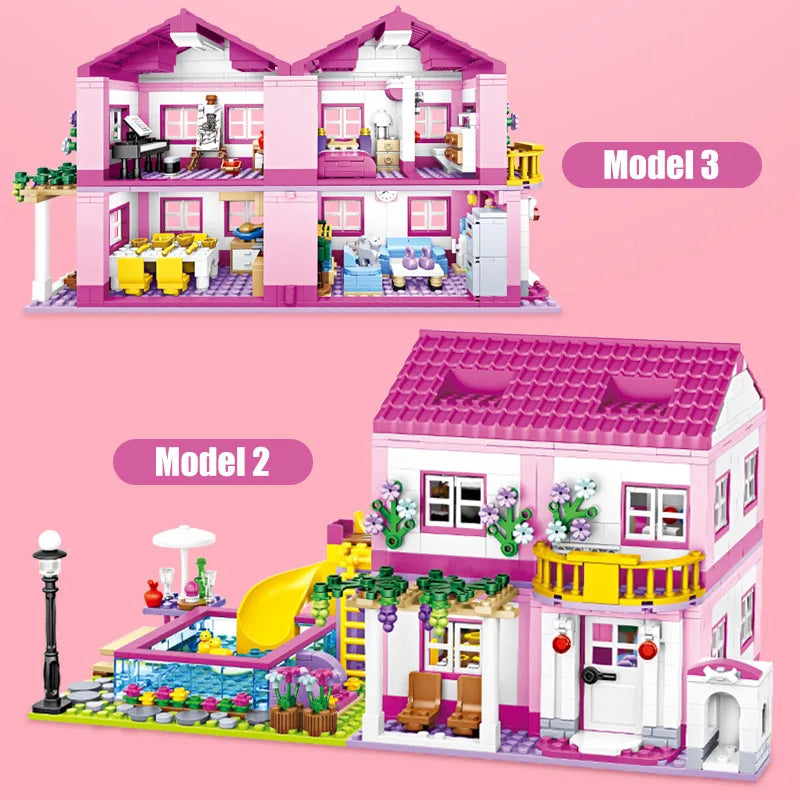 Premium City Building Blocks Set With 1018 Pieces Double Storey Villa And Garden Figures For Kids - ToylandEU