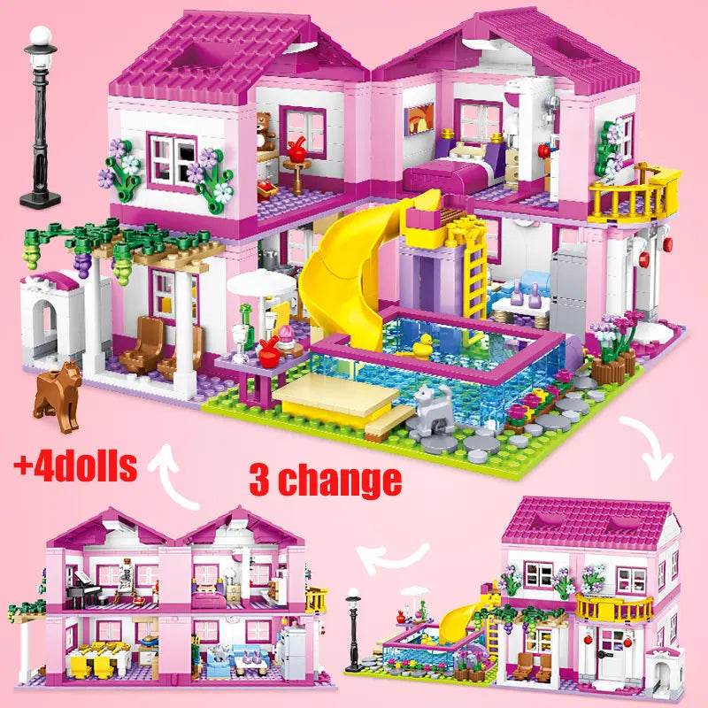 Premium City Building Blocks Set With 1018 Pieces Double Storey Villa And Garden Figures For Kids - ToylandEU
