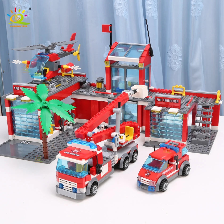 Premium City Fire Station Building Blocks Lego Compatible 774 Pieces Set For Children - ToylandEU
