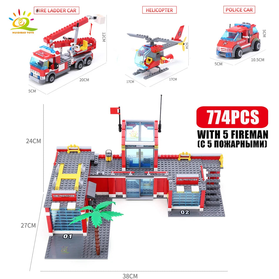 Premium City Fire Station Building Blocks Lego Compatible 774 Pieces Set For Children - ToylandEU
