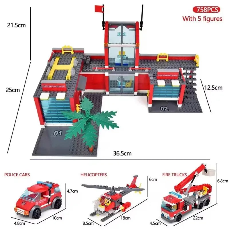 Premium City Fire Station Building Blocks Lego Compatible 774 Pieces Set For Children - ToylandEU