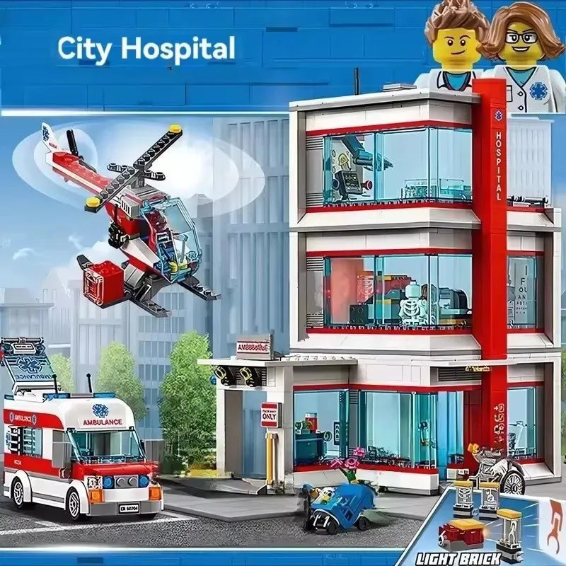Premium City Series Hospital Building Blocks 816 Pieces Compatible With 60330 For Kids And Home Decor Gift - ToylandEU