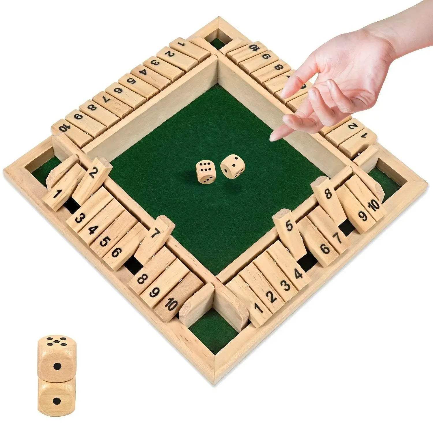 Premium Classic Wooden Board Game with Shut-The-Box Instructions for Family Game Nights - ToylandEU