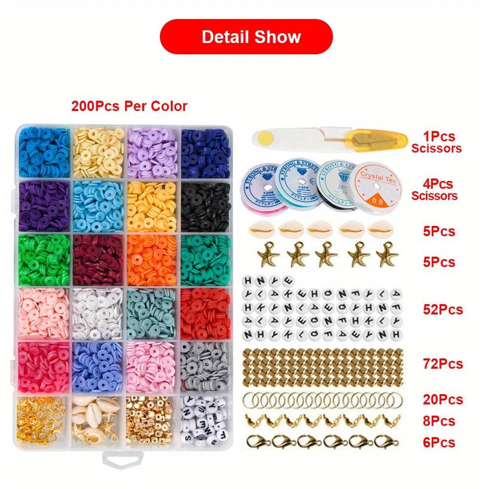 Premium Clay Beads Kit Flat Spacer Beads for Jewelry - ToylandEU