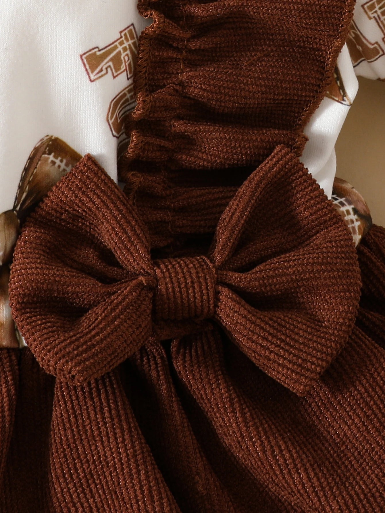 Premium Corduroy Baby Girl Dress With Ruffled Bow Long Sleeve Two Piece Headband Set Spring And Autumn 0 To 18 Months - ToylandEU