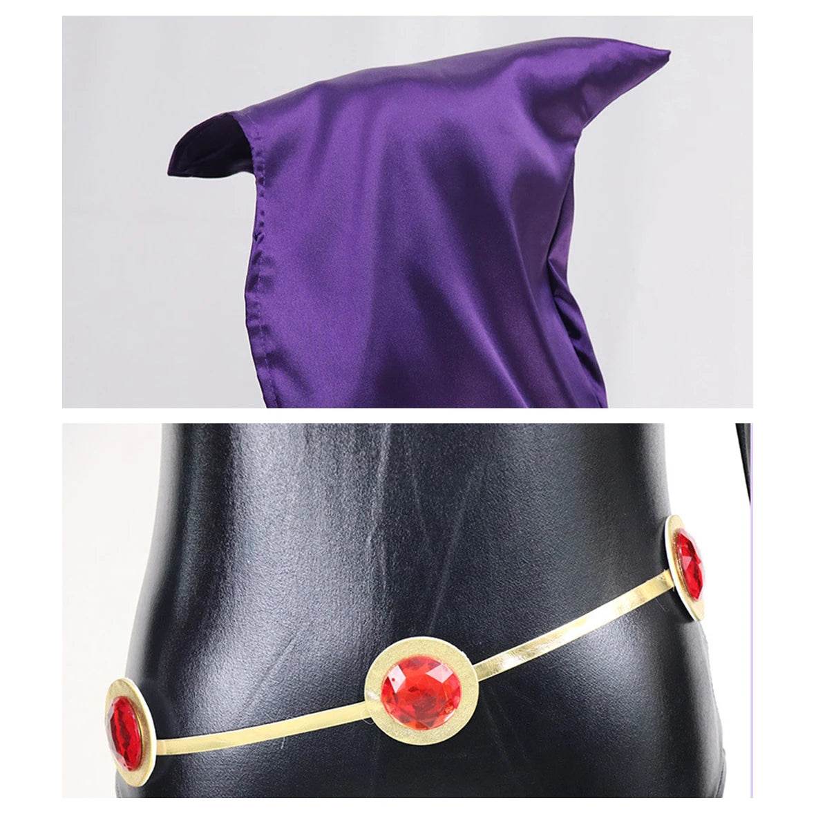 Premium Cosplay Bodysuit Raven Purple Hood Cloak For Women - ToylandEU