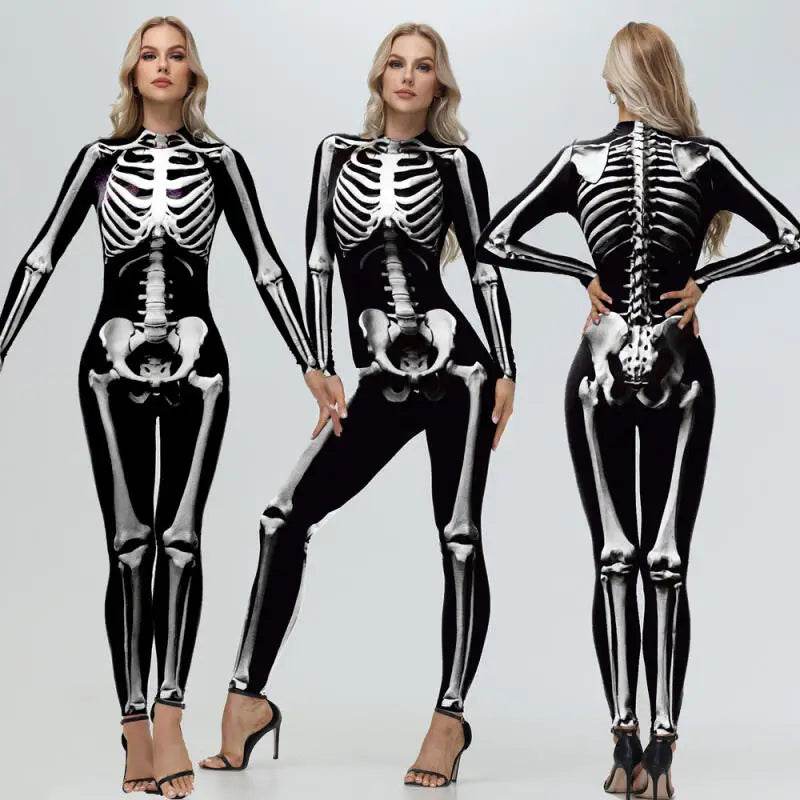 Premium Cosplay Bodysuit Skeleton Print For Women Halloween - ToylandEU