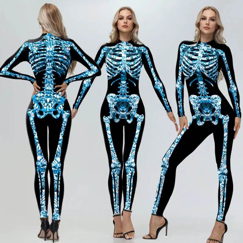 Premium Cosplay Bodysuit Skeleton Print For Women Halloween - ToylandEU