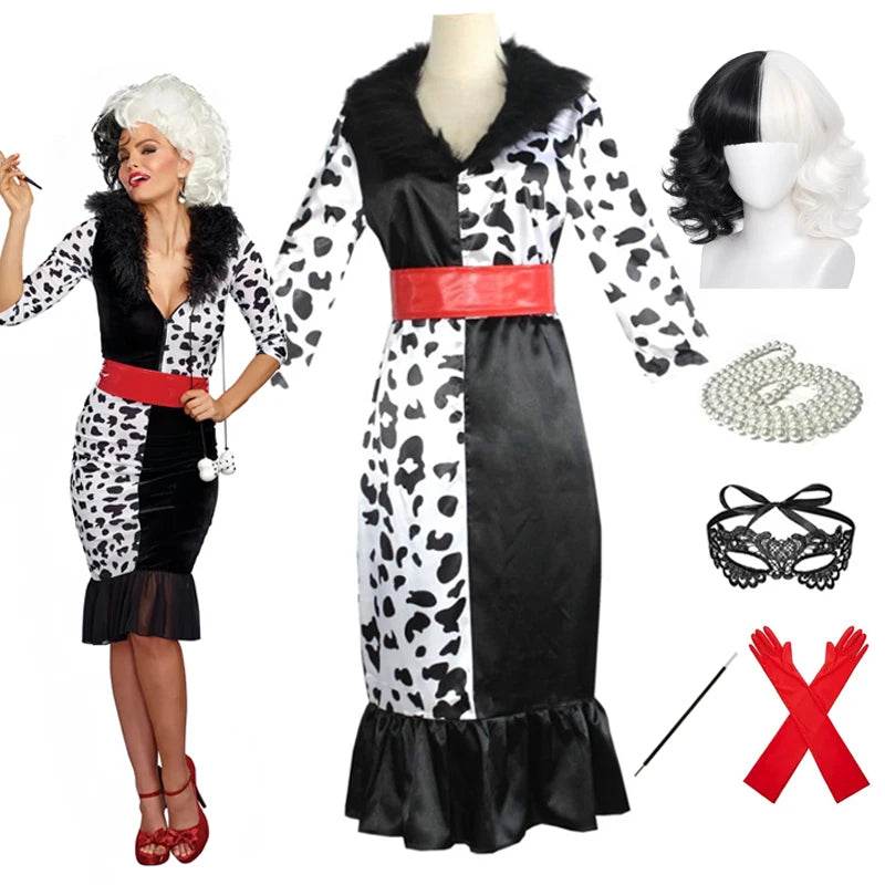 Premium Cosplay Costume Cruella Look Dalmatian For Women - ToylandEU