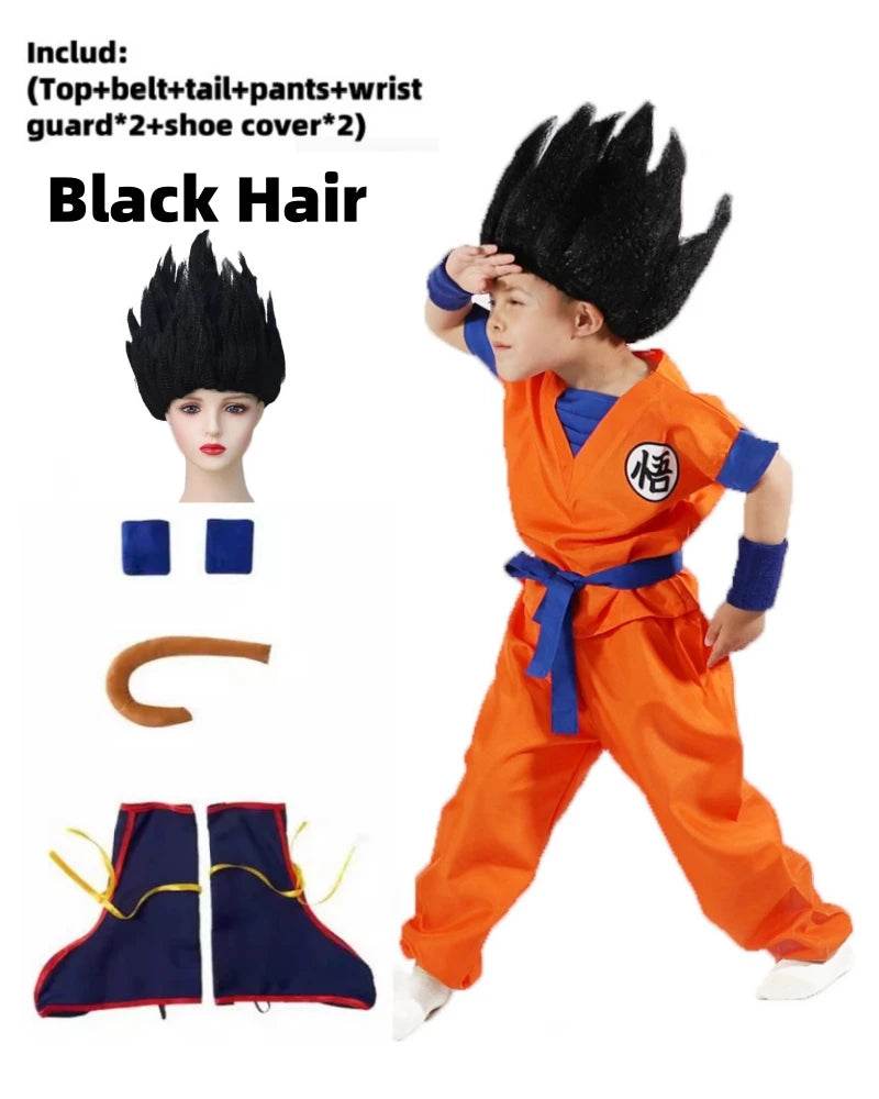 Premium Cosplay Costume Goku Outfit With Wig For Kids - ToylandEU