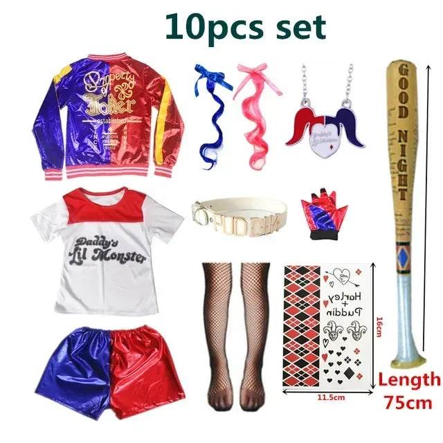 Premium Cosplay Costume Harley Quinn Jacket Set For Girls - ToylandEU