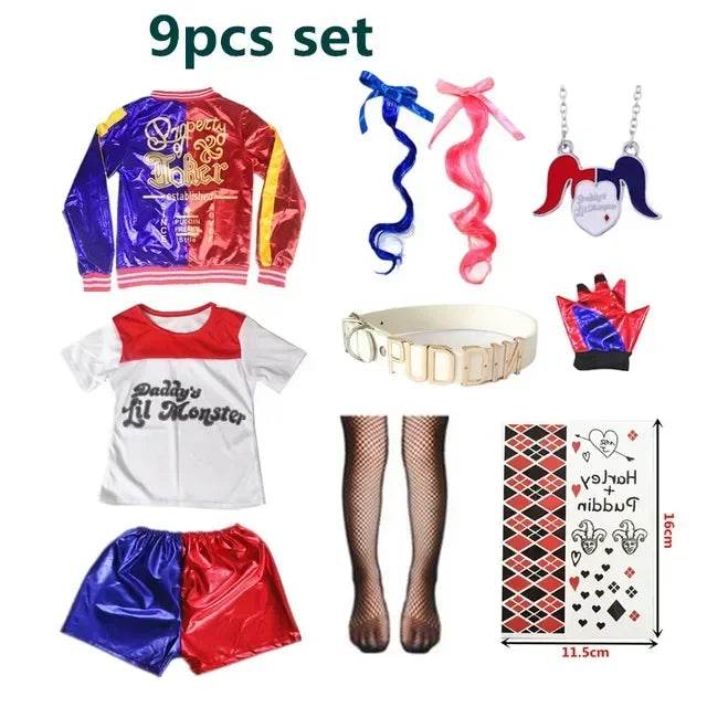 Premium Cosplay Costume Harley Quinn Jacket Set For Girls - ToylandEU