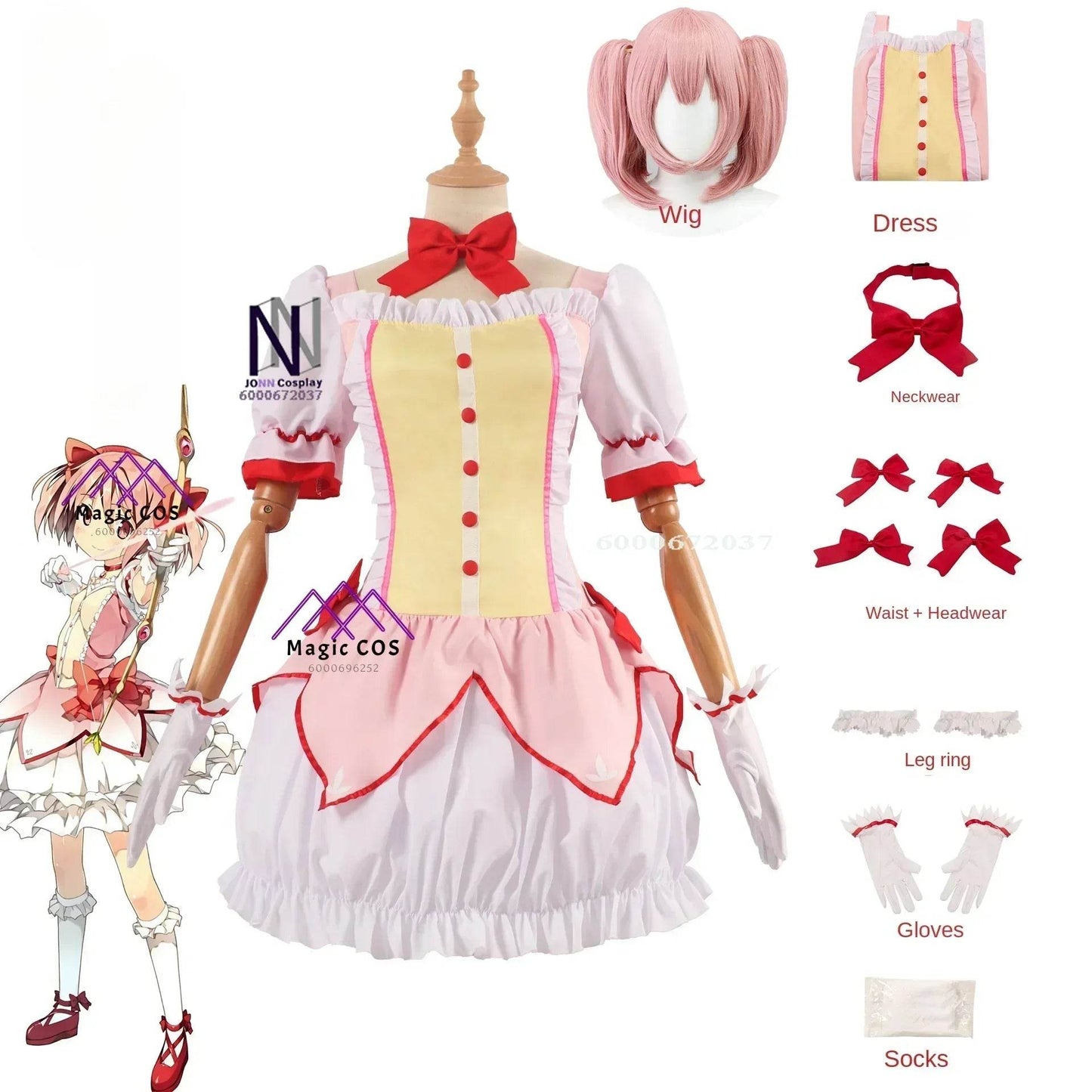 Premium Cosplay Costume Kaname Madoka Dress Wig For Women - ToylandEU