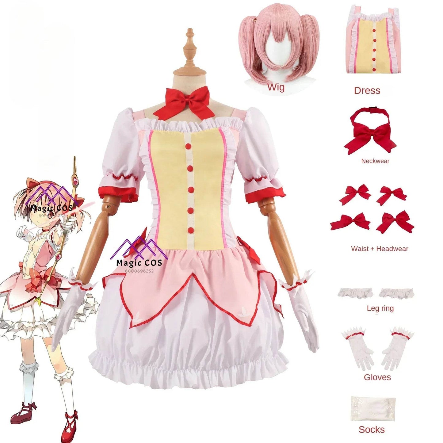 Premium Cosplay Costume Kaname Madoka Dress Wig For Women - ToylandEU