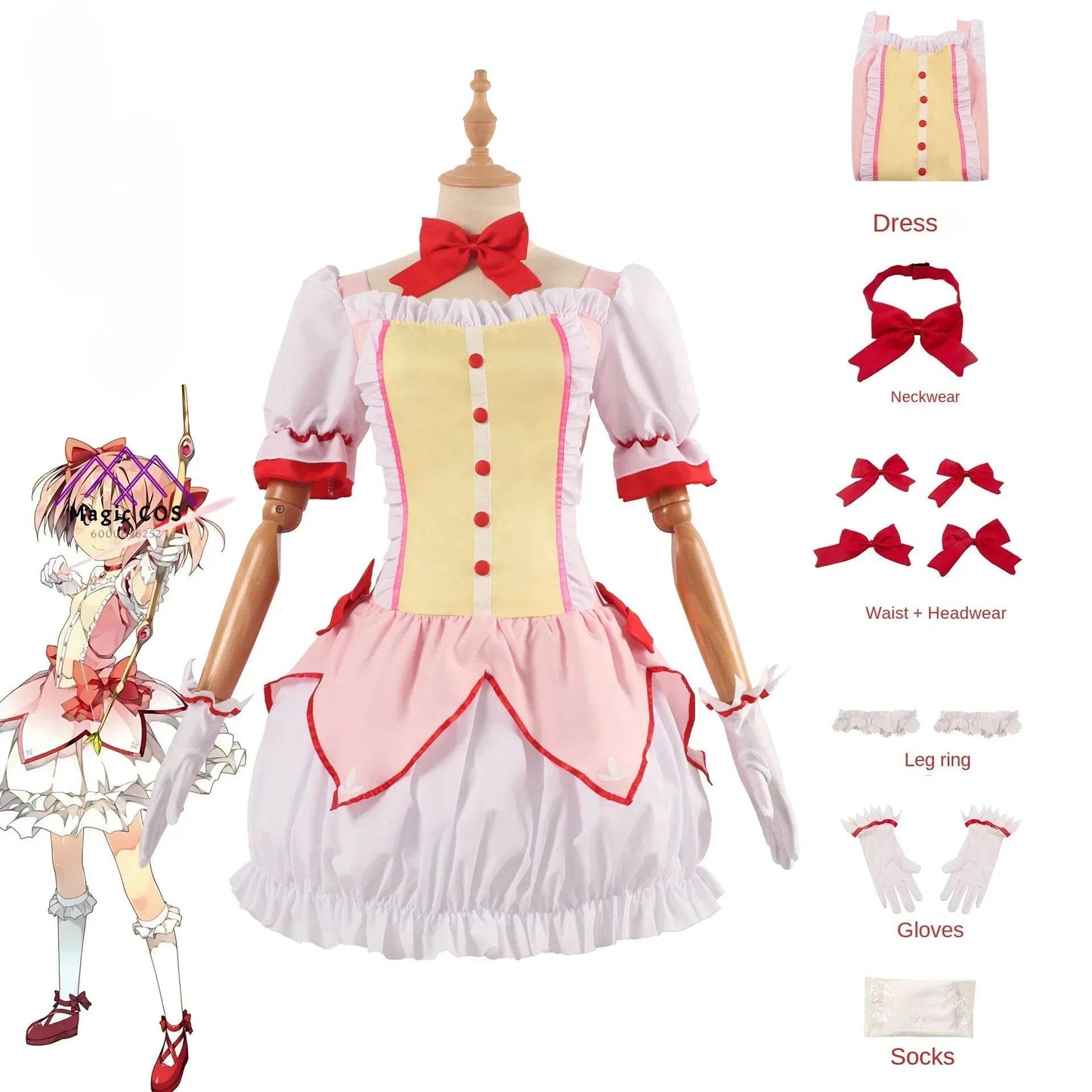 Premium Cosplay Costume Kaname Madoka Dress Wig For Women - ToylandEU