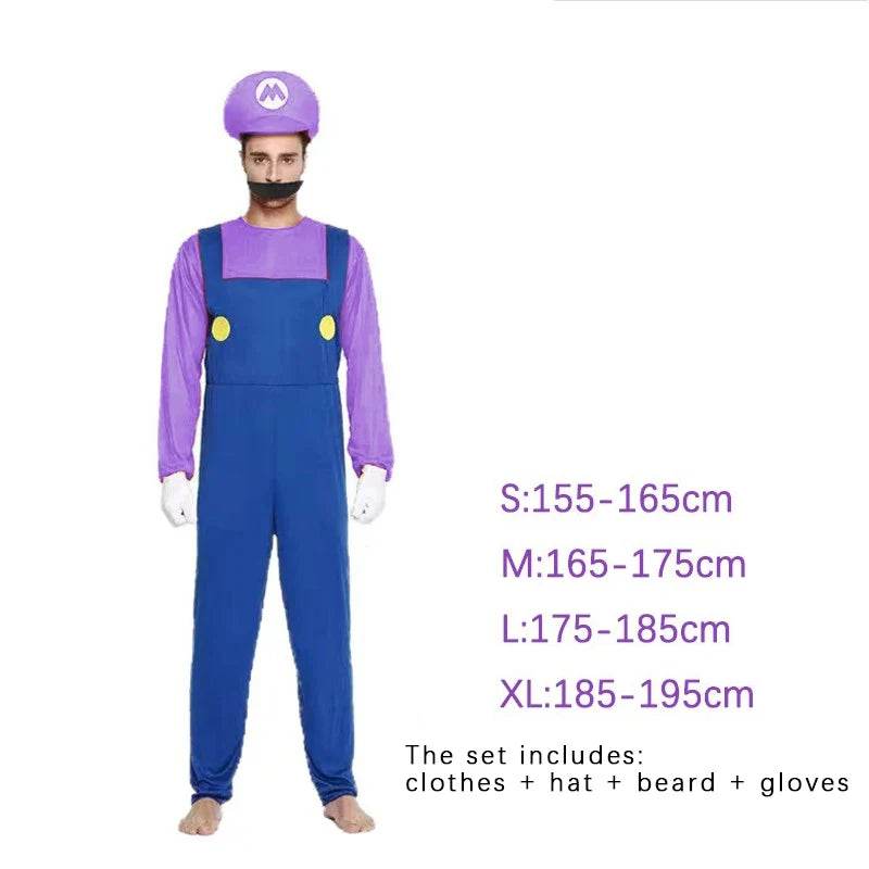Premium Cosplay Costume Mario Luigi Uniform Unisex - ToylandEU