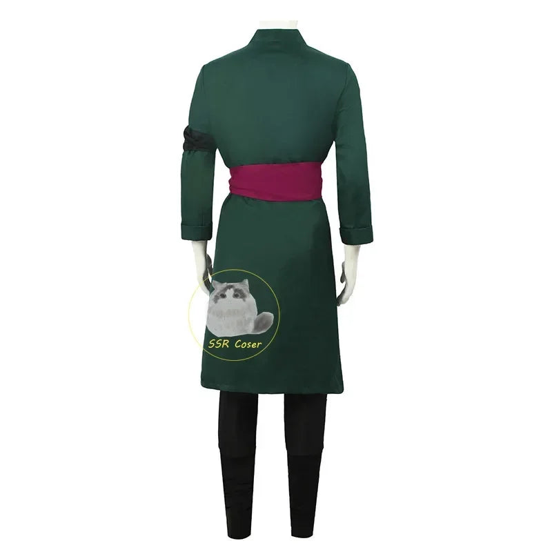 Premium Cosplay Costume Roronoa Zoro Green Jacket With Wig For Men Halloween - ToylandEU