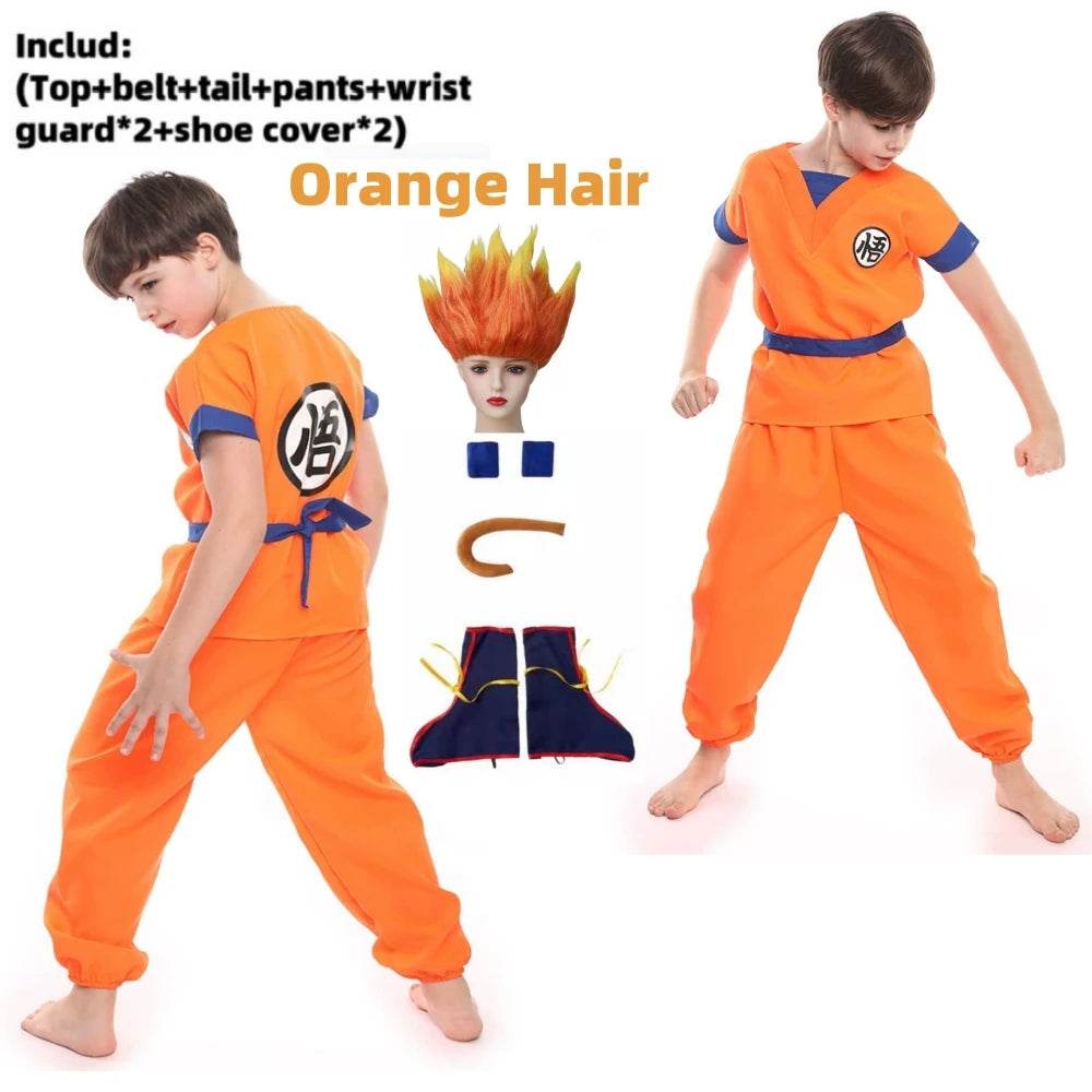 Premium Cosplay Costume Saiyan Bodysuit and Wig for Kids - ToylandEU