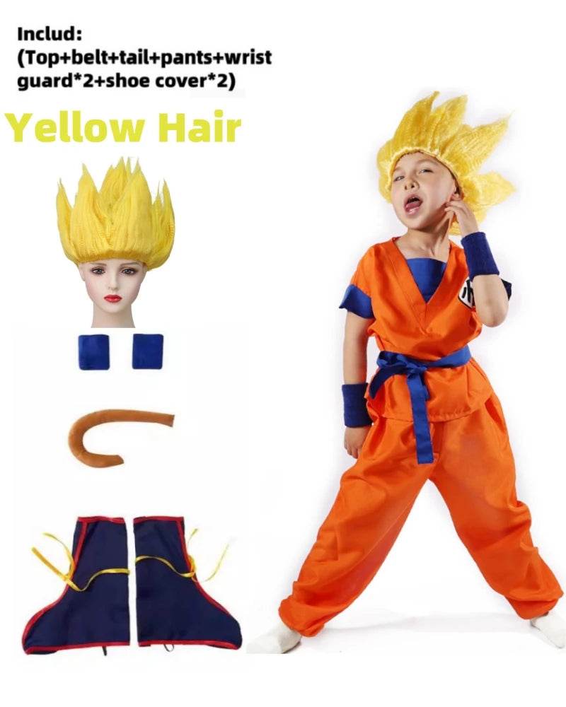 Premium Cosplay Costume Set Goku Bodysuit And Wig For Kids - ToylandEU