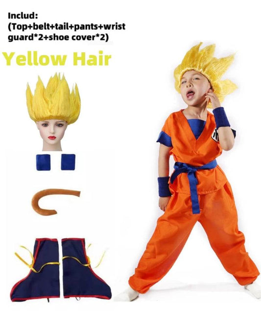 Premium Cosplay Costume Set Goku Bodysuit And Wig For Kids - ToylandEU