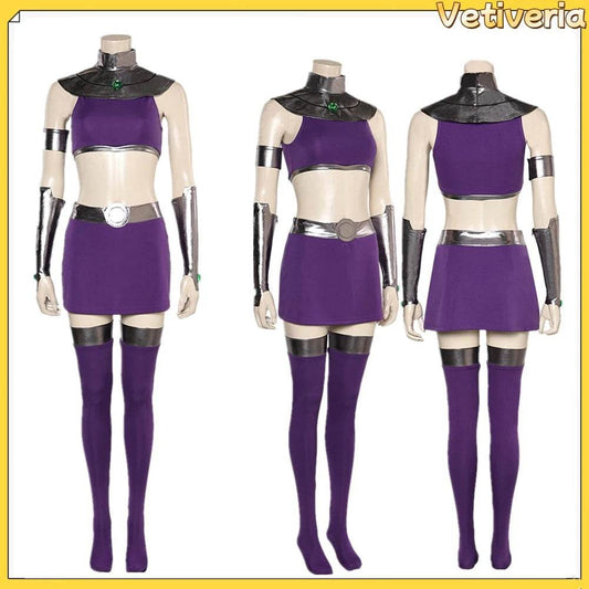 Premium Cosplay Costume Starfire Purple Dress Set For Women - ToylandEU