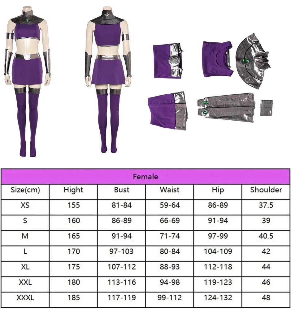 Premium Cosplay Costume Starfire Purple Dress Set For Women - ToylandEU