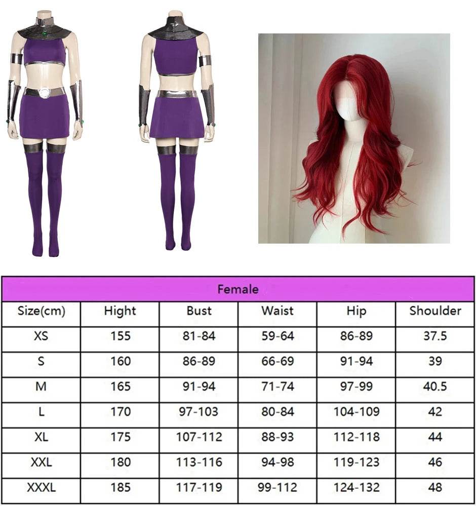 Premium Cosplay Costume Starfire Purple Dress Set For Women - ToylandEU