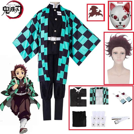 Premium Cosplay Costume Tanjirou Kamado Wig Mask For All - ToylandEU