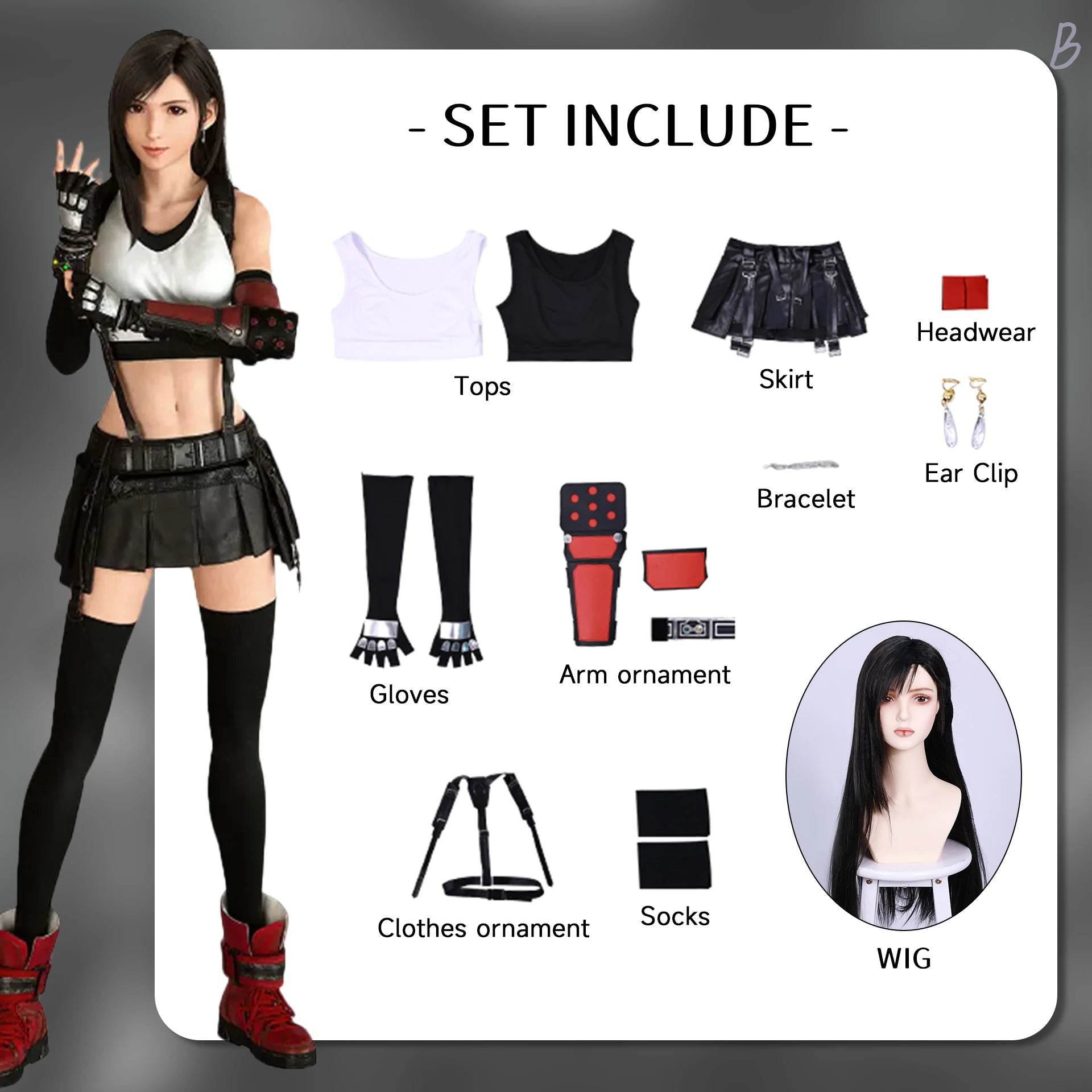 Premium Cosplay Costume Tifa Lockhart Set For Women - ToylandEU