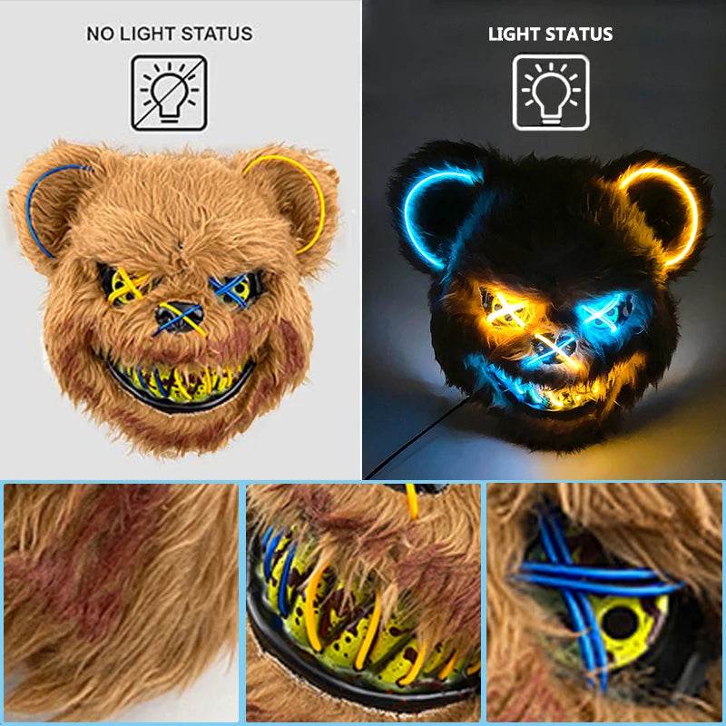 Premium Cosplay Mask Glowing Bunny Bear For Halloween - ToylandEU