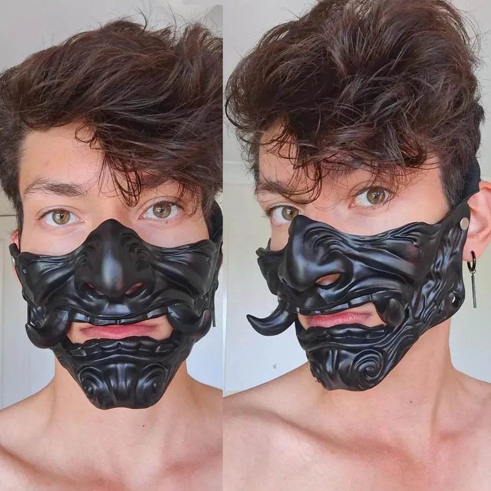 Premium Cosplay Mask Oni Kabuki Resin Half Face For Adults - ToylandEU