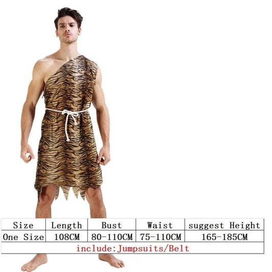 Premium Costume Leopard Primitive Caveman Jumpsuit Men - ToylandEU
