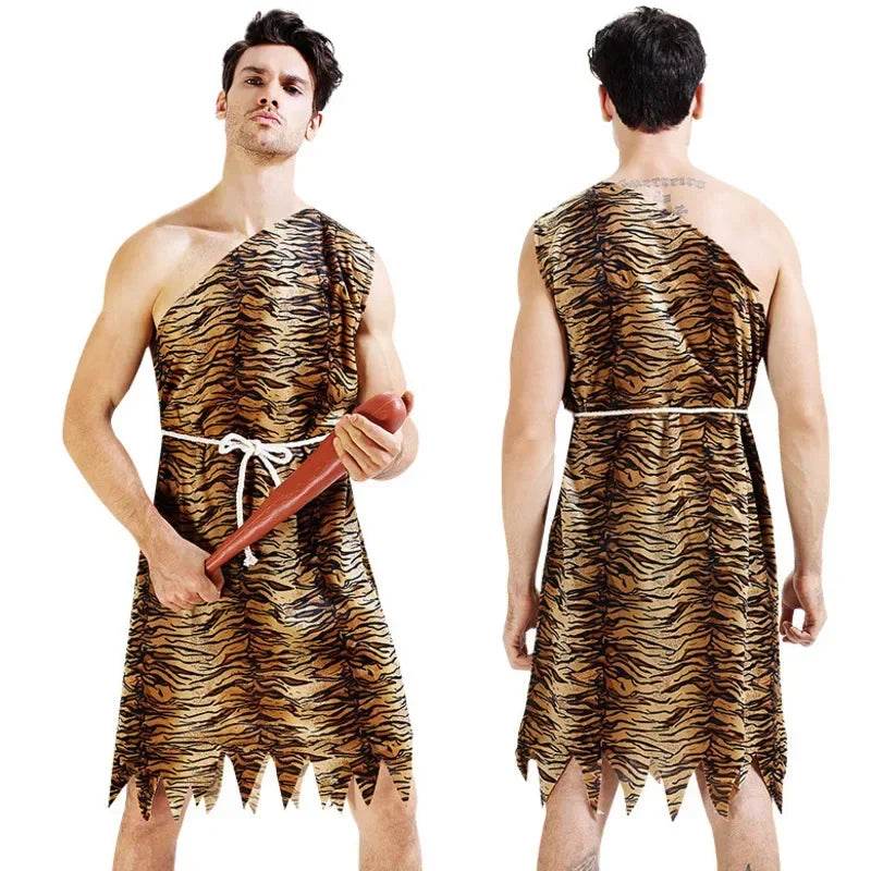 Premium Costume Leopard Primitive Caveman Jumpsuit Men - ToylandEU