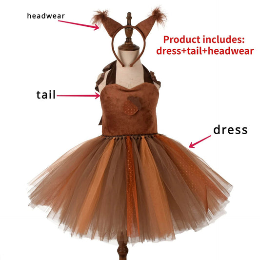 Premium Costume Squirrel Dress Tutu For Girls 2-12Y - ToylandEU
