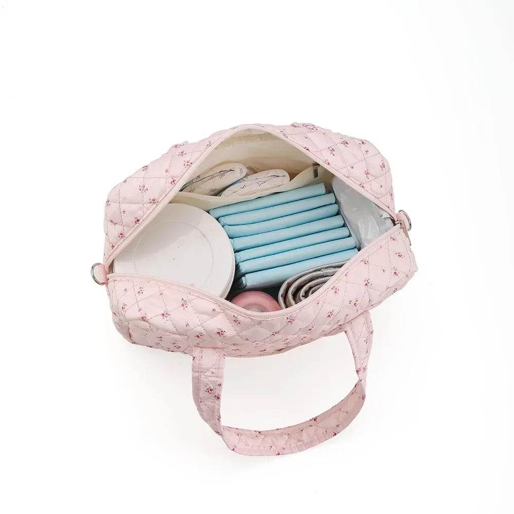 Premium Cotton Diaper Bag Tote With Zipper Closure For Moms On The Go Stroller Friendly - ToylandEU