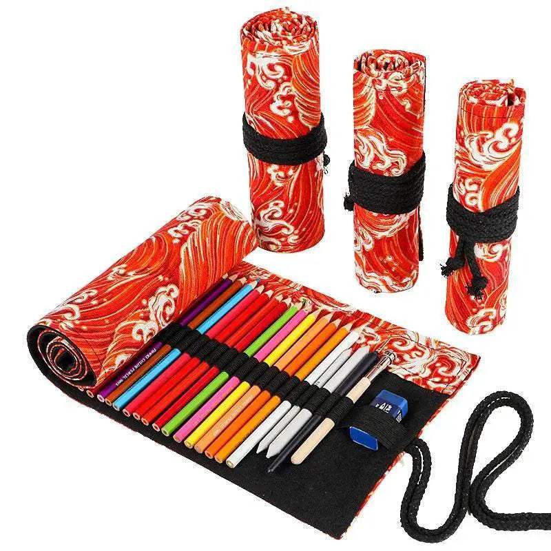 Premium Cotton Linen Pencil Roll With Handwork For School - ToylandEU