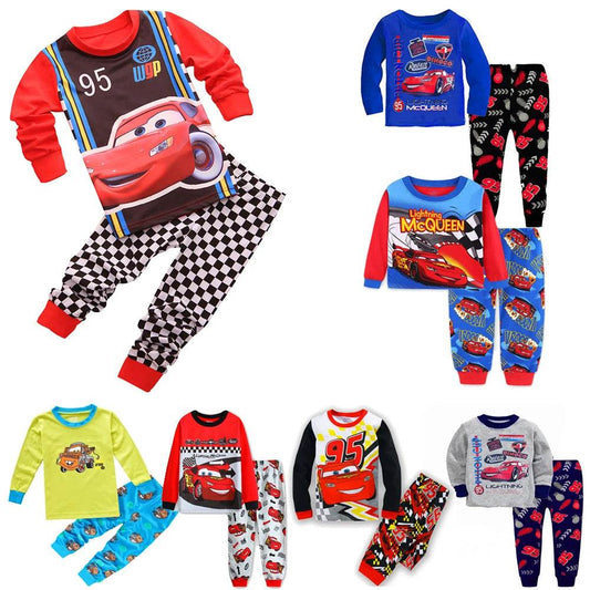 Premium Cotton Unisex Kids Pajamas Set With Disney Cars McQueen Cartoon Sleepwear For Spring And Autumn - ToylandEU